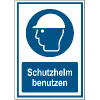 Kopfschutz benutzen - Kombi-Schilder, EN ISO 7010