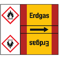 Rohrkennzeichnungsband Gruppe 4 "Brennbare Gase" gemäß DIN 2403, GHS/CLP