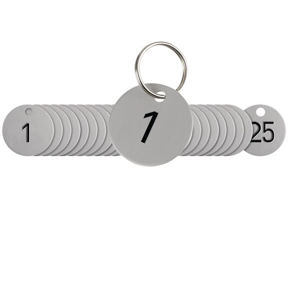 Ventilanhänger aus Aluminium, nummeriert, mit Schlüsselringen