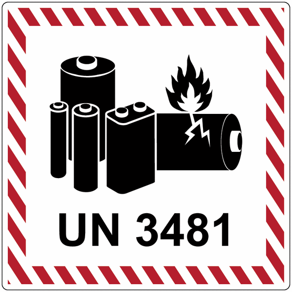 Verpackungskennzeichen für Lithium-Ionenbatterien auf Rolle, UN, ADR 2023