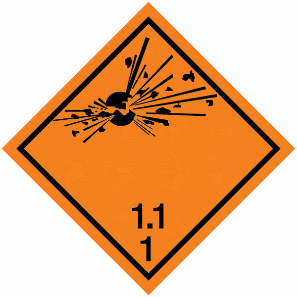 Explosionsgefährlich 1.1 - Kennzeichnung für den Transport gefährlicher Güter, GGBefG, ADR, ADN, IATA