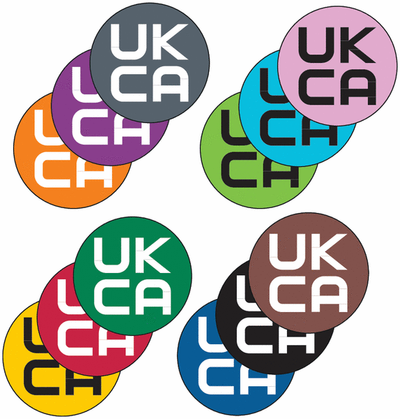 UKCA-Etiketten mit Farbe nach Wunsch, rund