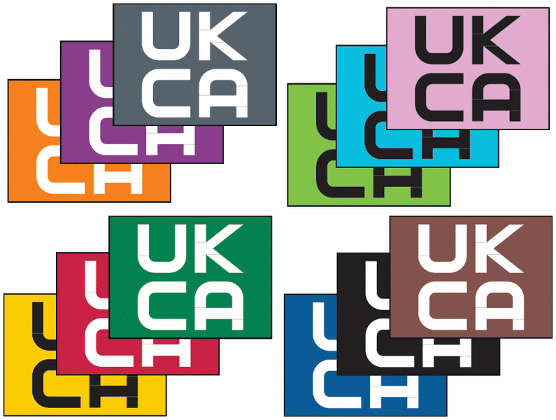 UKCA-Etiketten mit Farbe nach Wunsch, rechteckig