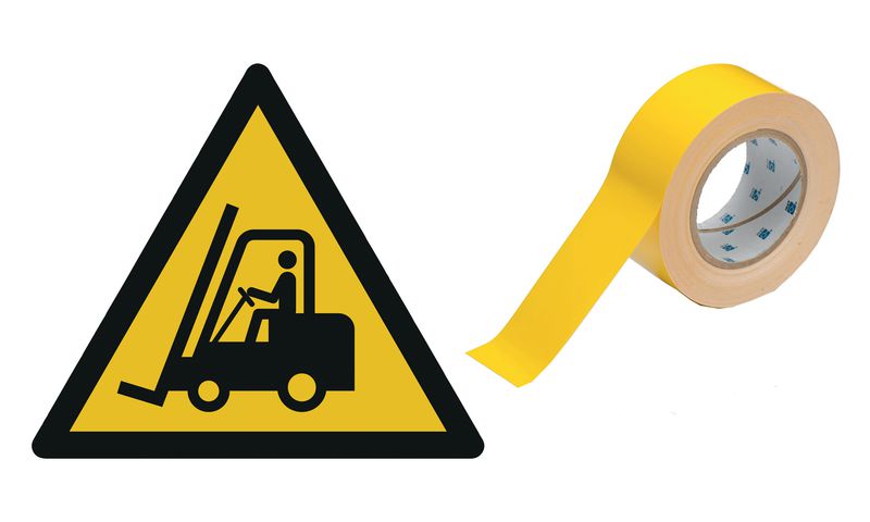 Warnung vor Flurförderfahrzeugen - BRADY TOUGHSTRIPE MAX Bodenmarkierungsband mit Sicherheitszeichen