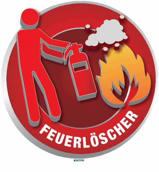 3D-Bodenmarkierung Brandschutzzeichen "Feuerlöscher mit Mensch"