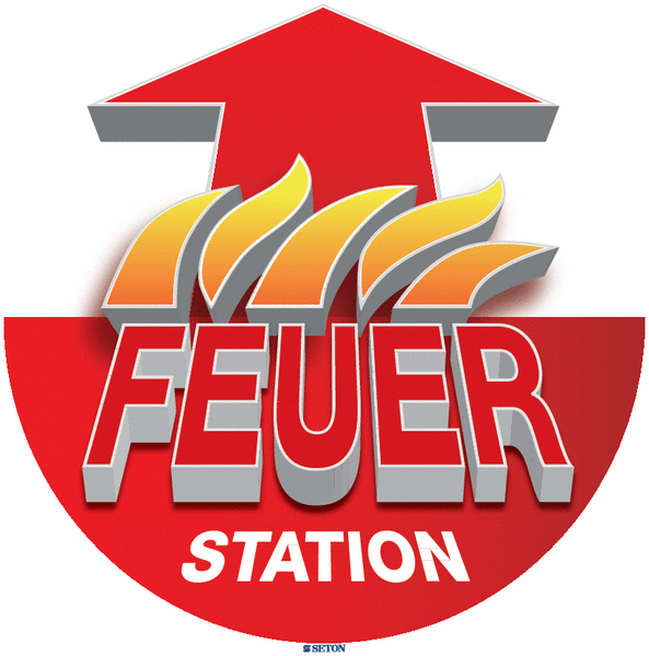 3D-Bodenmarkierung Brandschutzzeichen "Feuerstation Pfeil"