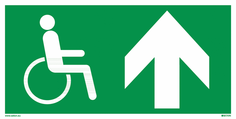Behinderten Notausgang Geradeaus / Aufwärts - Minipiktogramme für Fluchtwegspläne