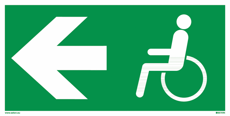 Behinderten Notausgang Links - Minipiktogramme für Fluchtwegspläne