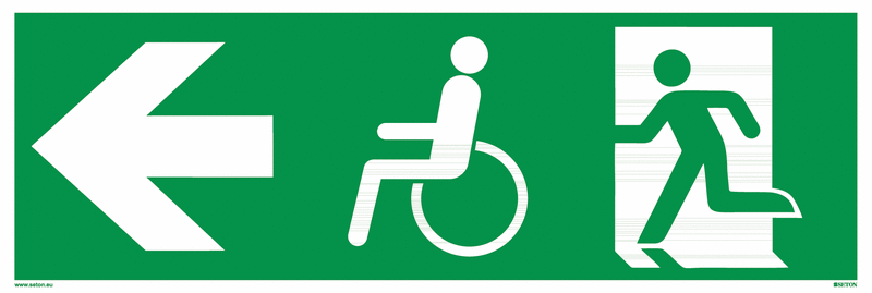 Fluchtweg-Bodenmarkierung "Notausgang / Notausgang für Behinderte, links"