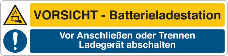 Antirutsch-Mehrsymbol-Bodenmarkierung "VORSICHT Batterieladestation / Ladegerät abschalten"