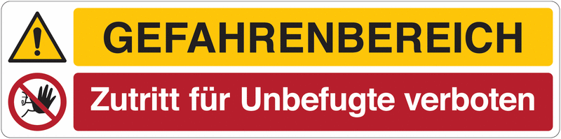 Antirutsch-Mehrsymbol-Bodenmarkierung "GEFAHRENBEREICH / Zutritt für Unbefugte verboten"