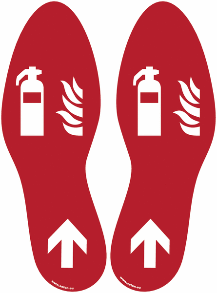 Bodenmarkierung "Fußabdrücke mit Brandschutzzeichen"