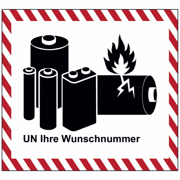 Verpackungskennzeichen für Lithiumbatterien mit Wunsch-UN, ADR 2023