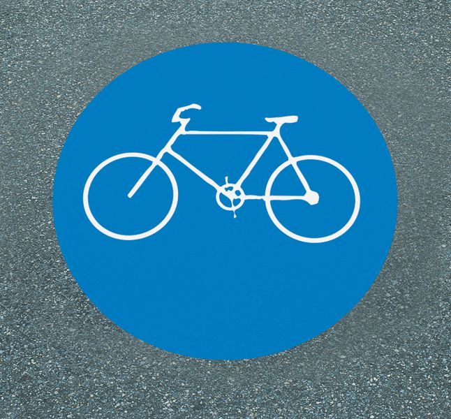 Sonderweg Radfahrer – Asphaltfolie zur Straßenmarkierung, R10 gemäß DIN 51130/ASR A1.5/1,2