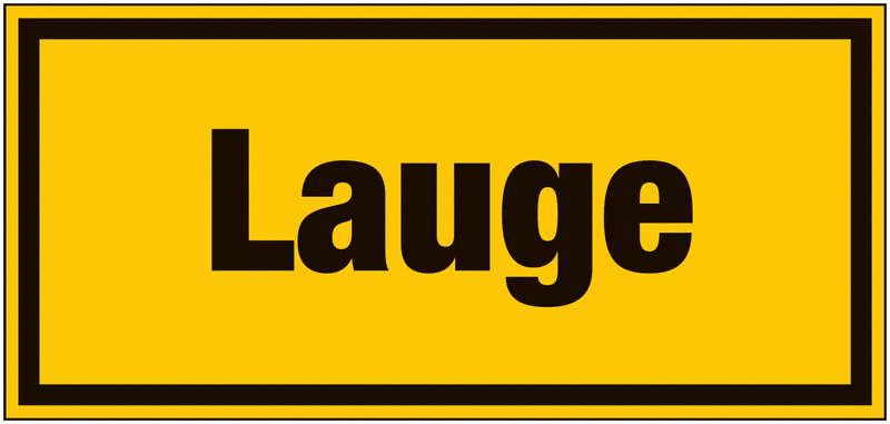 Warnhinweisschilder mit Text "Lauge"