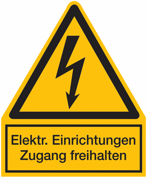 Elektrische Einrichtungen Zugang freihalten – Warnsymbol-Kombi-Schilder, Elektrotechnik, praxiserprobt