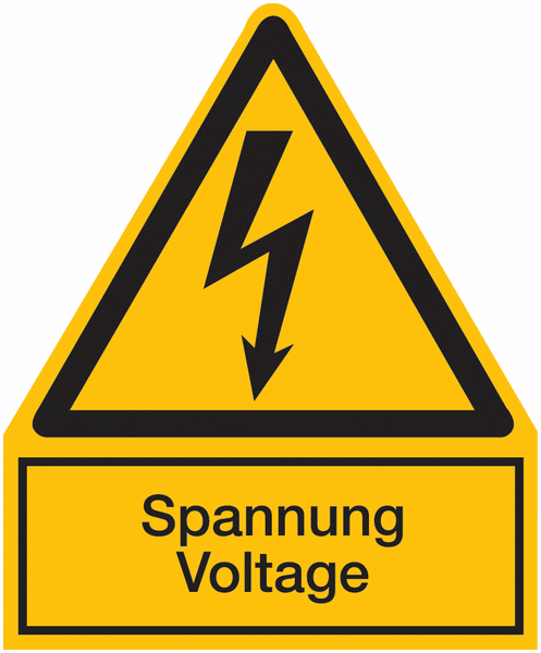 Spannung Voltage – Warnsymbol-Kombi-Schilder, Elektrotechnik, praxiserprobt