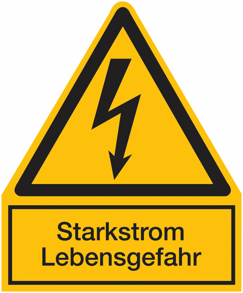 Starkstrom Lebensgefahr – Warnsymbol-Kombi-Schilder, Elektrotechnik, praxiserprobt