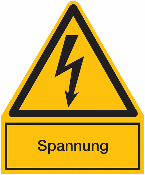 Spannung – Warnsymbol-Kombi-Schilder, Elektrotechnik, praxiserprobt