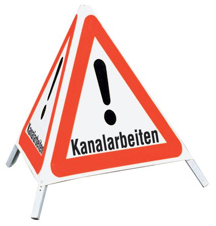 Kanalarbeiten - Faltsignale mit Symbol "Gefahrstelle"