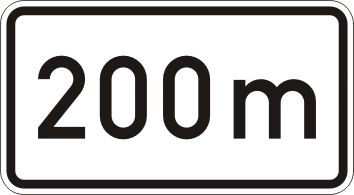 200 m - Zusatzzeichen für Deutschland, StVO, DIN 67520