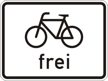 Radfahrer frei - Verkehrszeichen für Deutschland, StVO, DIN 67520