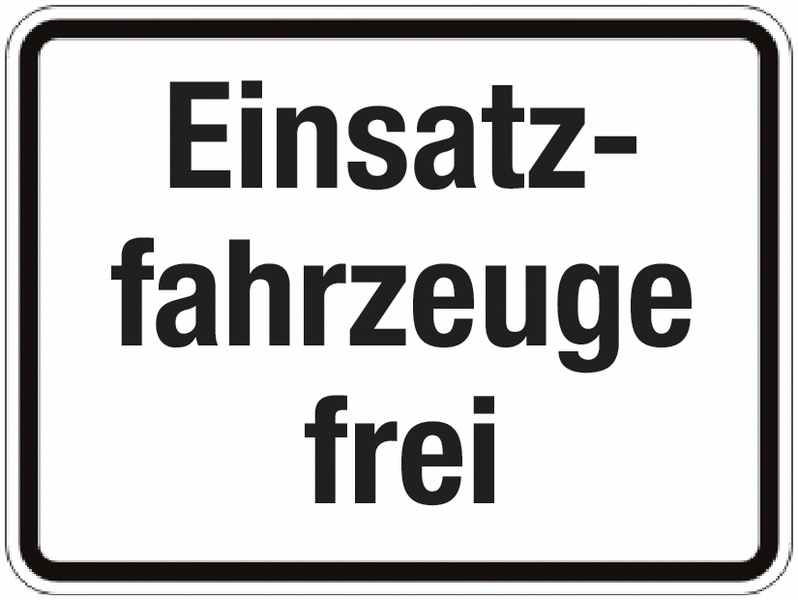 Einsatzfahrzeuge frei - Zusatzzeichen für Deutschland, StVO, DIN 67520