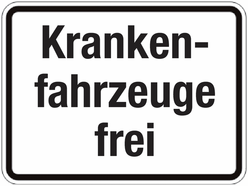 Krankenfahrzeuge frei - Zusatzzeichen für Deutschland, StVO, DIN 67520