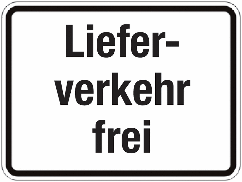Lieferverkehr frei - Zusatzzeichen für Deutschland, StVO, DIN 67520