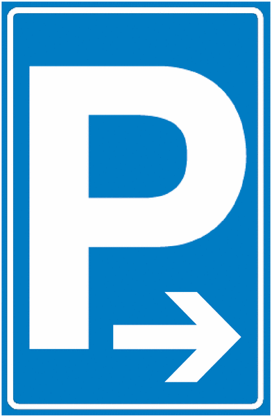 Parkschilder "Parkplatz-Symbol, Pfeil nach rechts/links"