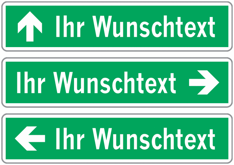 Verkehrswegweiser - "Wegweiser zu Lokal- oder Bereichszielen" mit Text nach Wunsch für Österreich, StVO