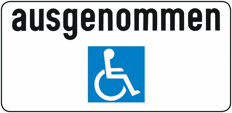 Ausgenommen Behinderte - Verkehrszusatzzeichen für Österreich, StVO