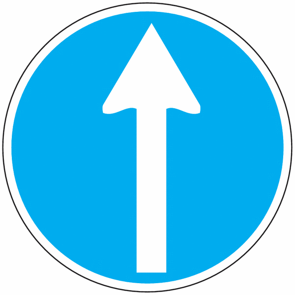 Vorgeschriebene Fahrtrichtung geradeaus/links/rechts - Verkehrszeichen für Österreich, StVO