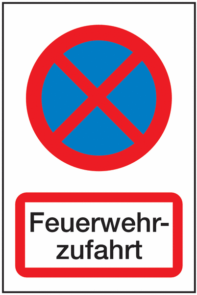 Parkverbots-Kombi-Schilder "Feuerwehrzufahrt"