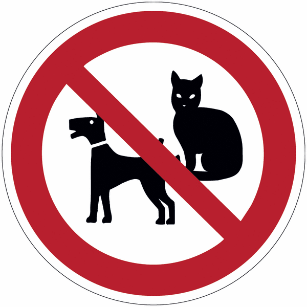 Hinweisschilder Public, Symbol "Hunde und Katzen verboten"