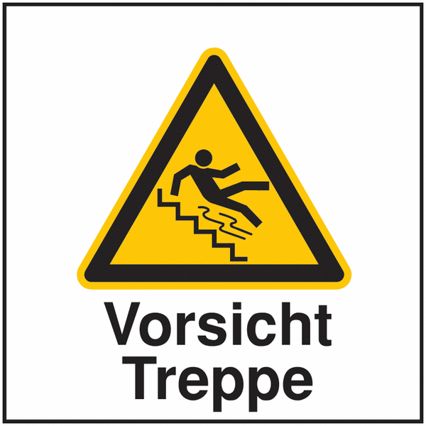 Vorsicht Treppe - Hinweisschilder Public, Symbole mit Text