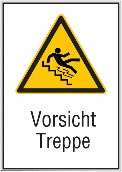 Vorsicht! Treppe - STANDARD Kombi-Schilder, praxiserprobt