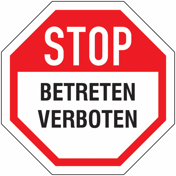 Betreten verboten - Aufkleber im STOP-Design