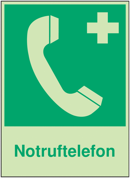 Notruftelefon - Kombi-Schilder, langnachleuchtend, ÖNORM Z1000