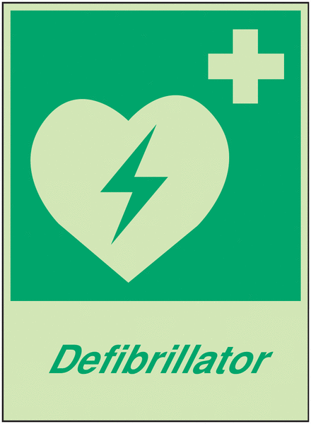 Defibrillator - Kombi-Schilder, langnachleuchtend, ÖNORM Z1000