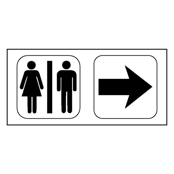 Toiletten rechtsweisend - Piktogramm-Pfeilschild, Folie und Kunststoff