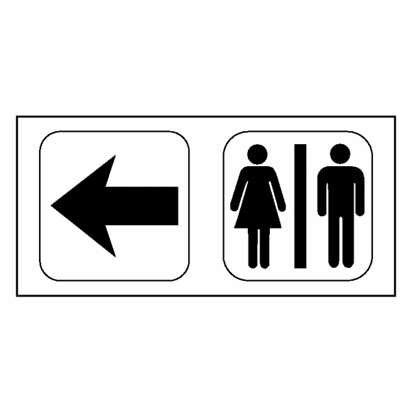Toiletten linksweisend - Piktogramm-Pfeilschild, Folie und Kunststoff