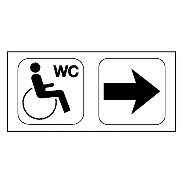 Rollstuhl Toiletten rechtsweisend - Piktogramm-Pfeilschild, Folie und Kunststoff