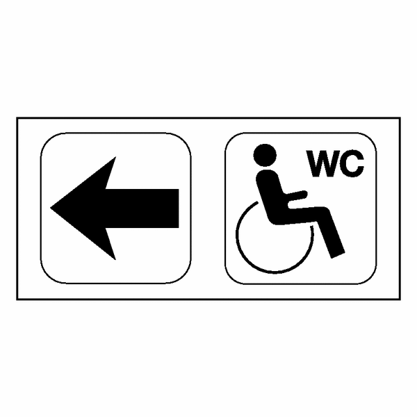 Rollstuhl Toiletten linksweisend - Piktogramm-Pfeilschild, Folie und Kunststoff