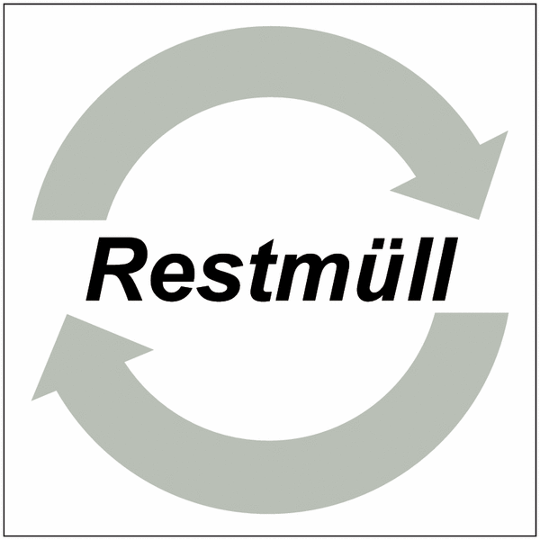 Symbol-Wertstoff-Aufkleber / Schilder "Restmüll"
