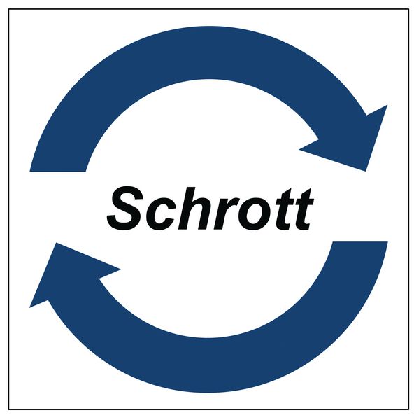 Symbol-Wertstoff-Aufkleber / Schilder "Schrott"