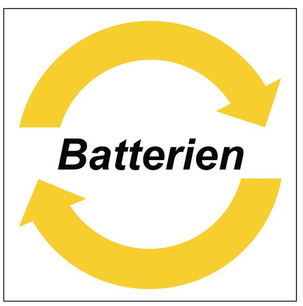 Symbol-Wertstoff-Aufkleber / Schilder "Batterien"