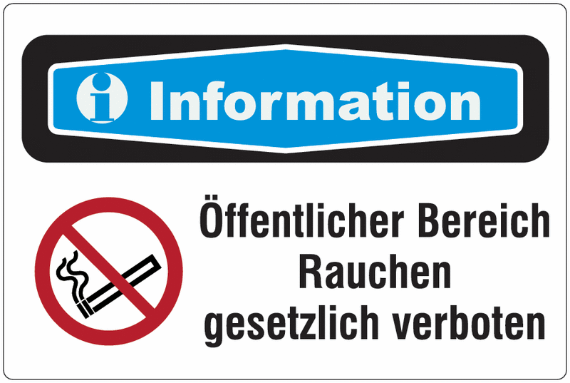 Information, Öffentlicher Bereich Rauchen gesetzlich verboten - Focus-Schilder "Nichtraucherschutz"