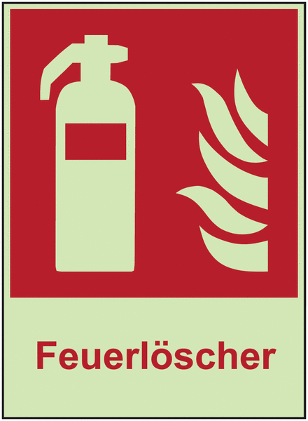 XTRA-GLO Feuerlöscher - Brandschutz-Kombinationsschilder, langnachleuchtend, EN ISO 7010