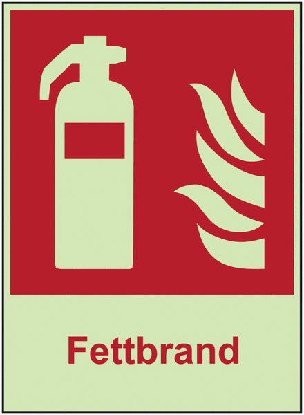 XTRA-GLO Fettbrand - Brandschutz-Kombinationsschilder, langnachleuchtend, EN ISO 7010